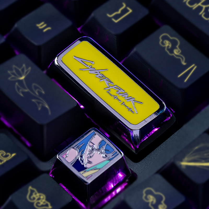Gaming Keyboard Mechanical - Anime Keycaps Cyberpunk 2077 Theme Mechanical