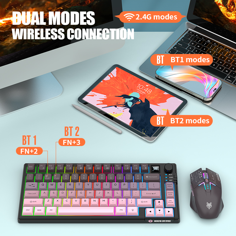 2.4G Dual-Mode Bluetooth Wirel - Gaming Keyboard Mouse And Headset Combo 评论和价格