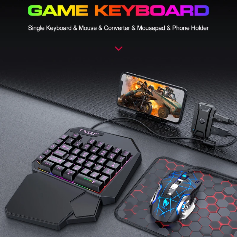 T-WOLF TF900 One Handed Keyboa - Gaming Keyboard Mouse And Headset Combo 评论和价格