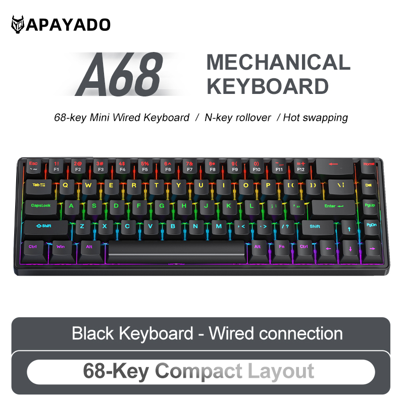 APAYADO A68 Wired Mechanical K - Gaming Keyboard Budget 评论和价格